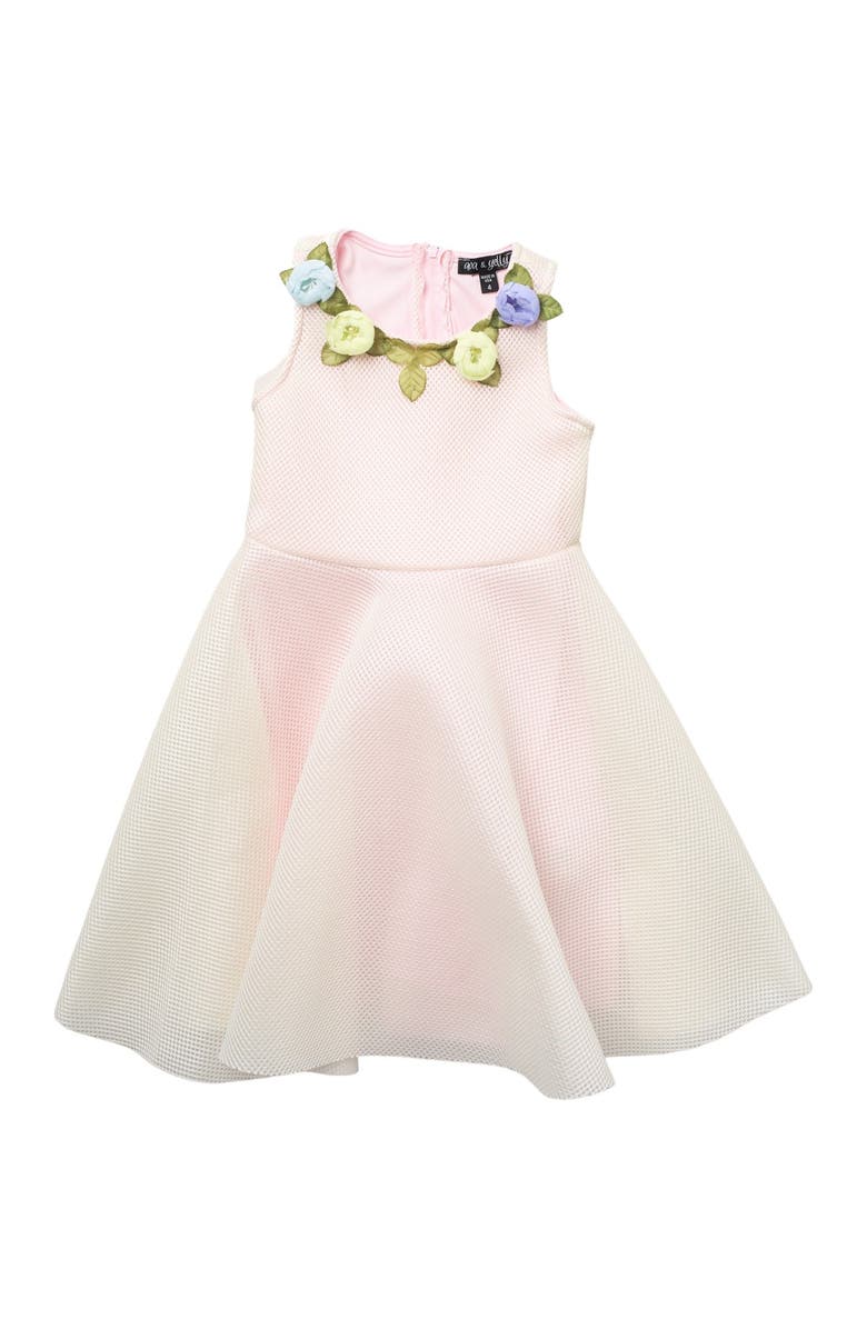 Ava & Yelly 3D Flowers Texture Skater Dress, Main, color, 