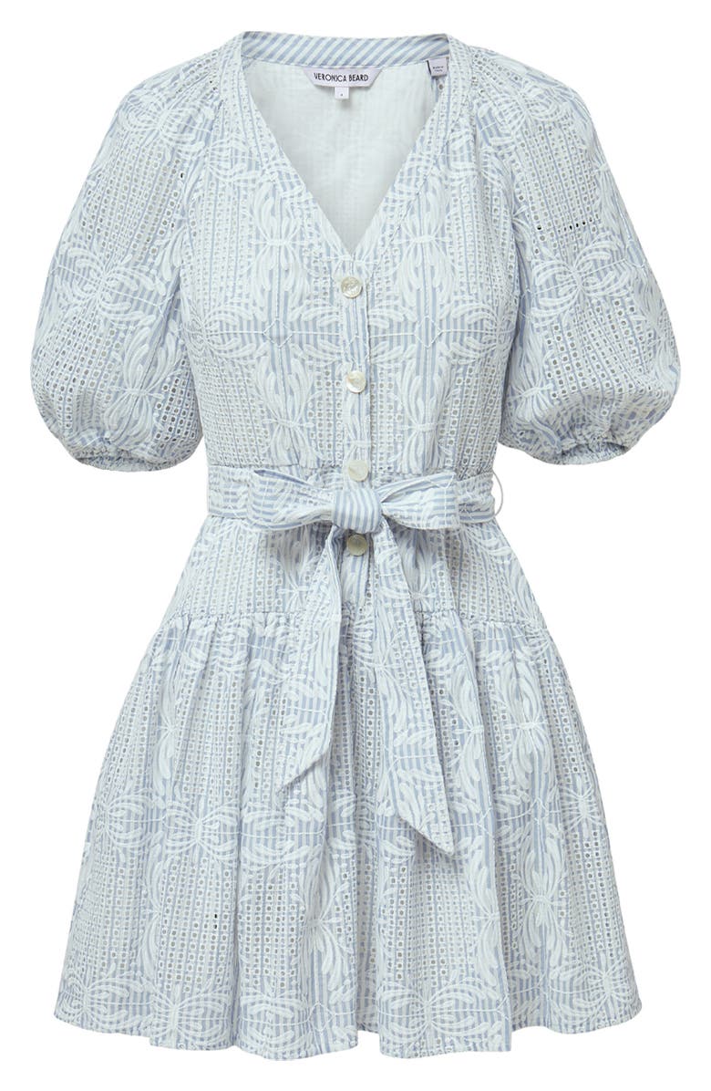 Veronica Beard Bobbie Embroidered Eyelet Puff Sleeve Fit & Flare Dress, Alternate, color, 