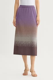 Ming Wang Ombre Jacquard Knit Midi Skirt