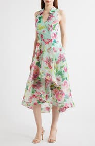 Adrianna Papell Floral High-Low Cocktail Dress