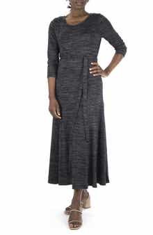 Nina Leonard Sylvia Belted Knit Midi Dress