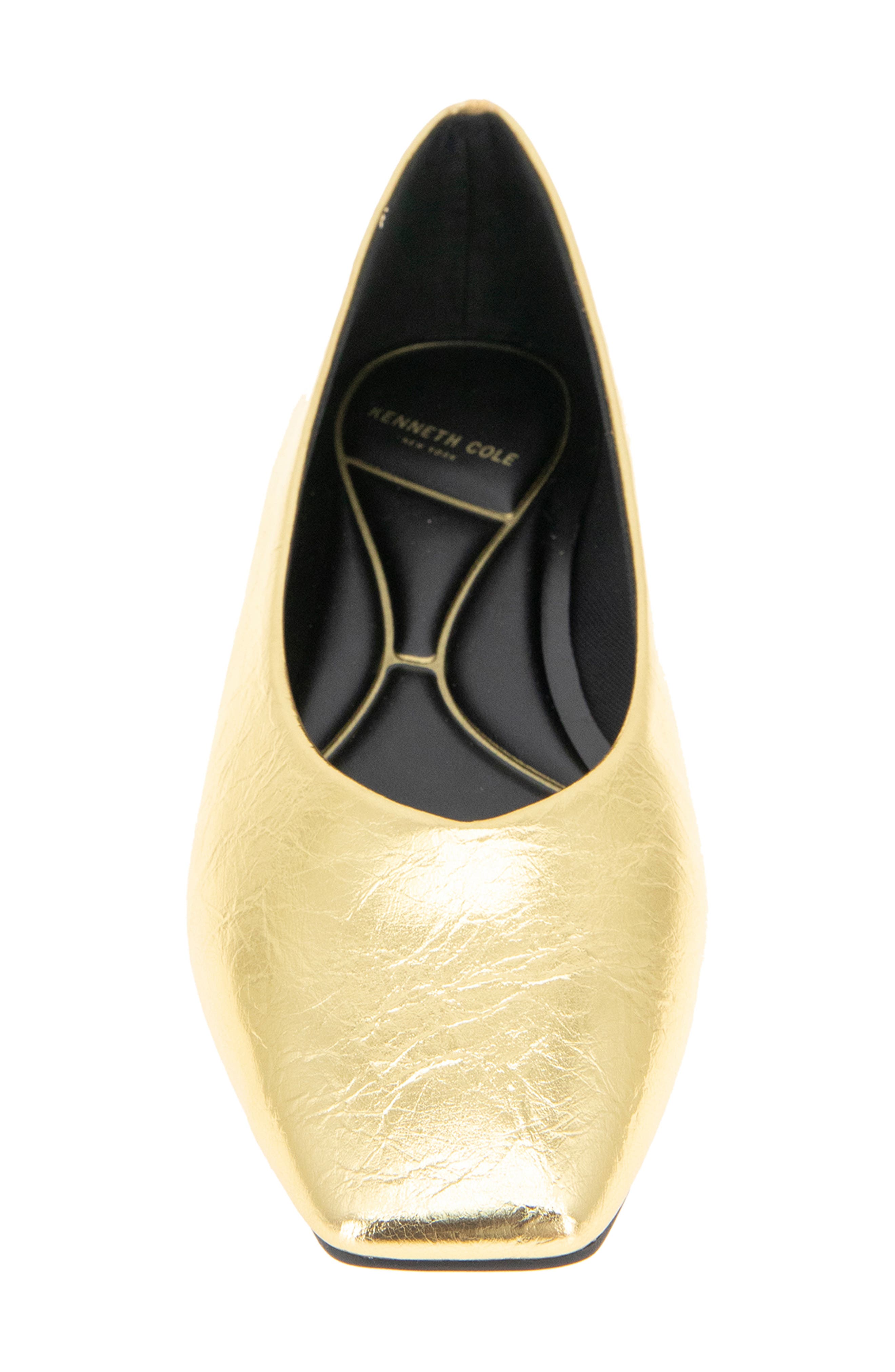 Kenneth Cole Johanna Square Toe Flat, Alternate, color, Gold