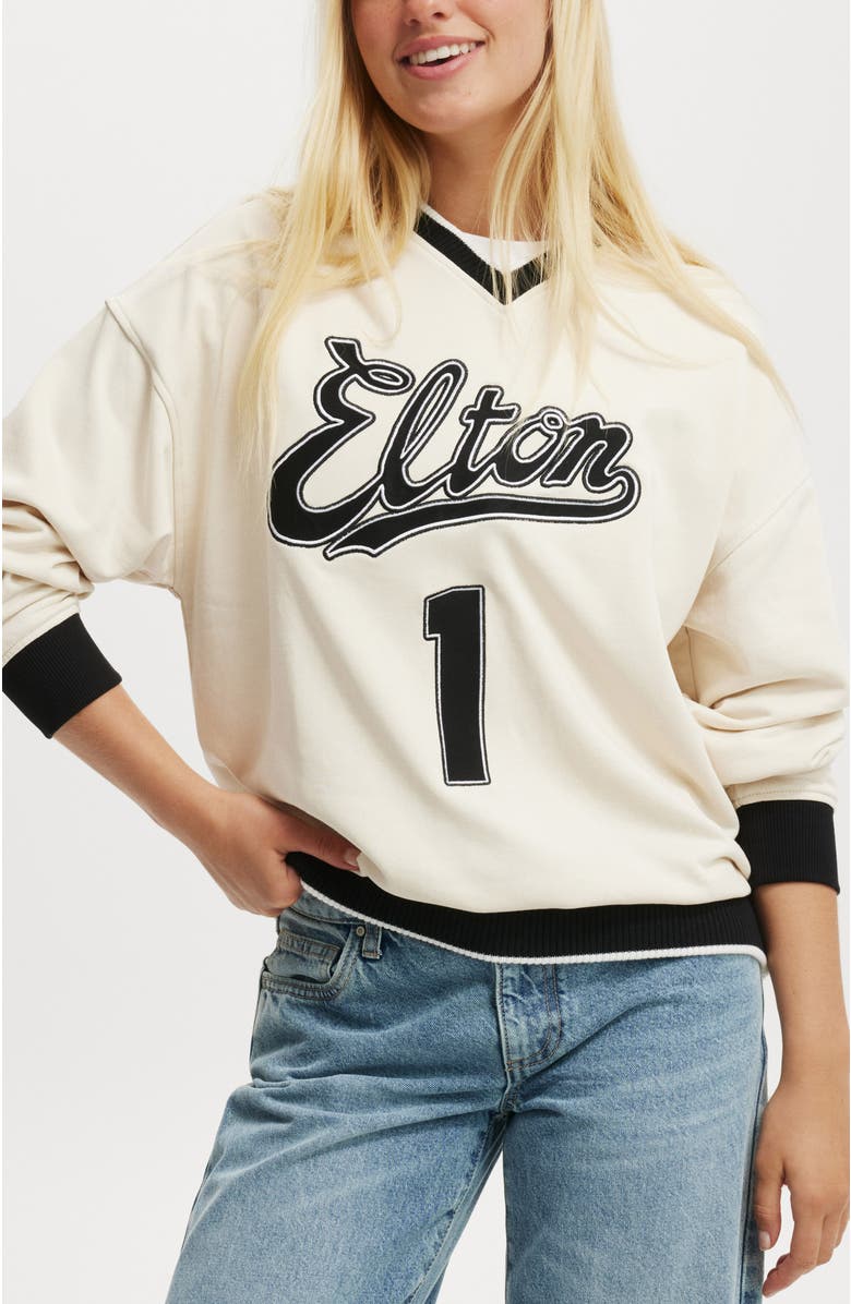 Cotton On Elton John  V Neck Sweatshirt, Main, color, 