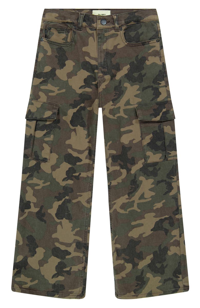DL1961 Kids' Zeke Camo Print Wide Leg Cargo Pants, Main, color, 