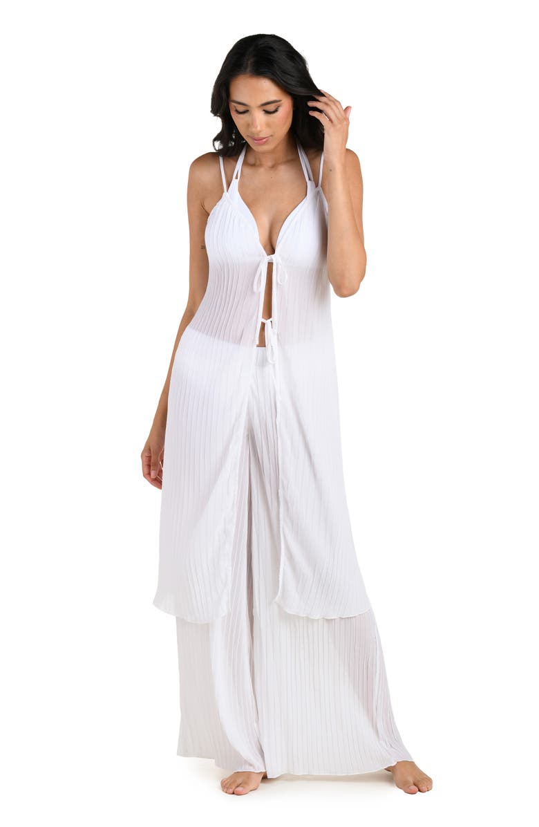 La Blanca Sunbeams Open Tie Front Cover-Up, Alternate, color, White