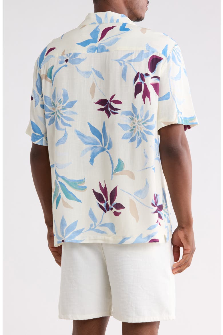 Relaxed Fit Floral Camp Shirt, Alternate, color, OFF WHITE