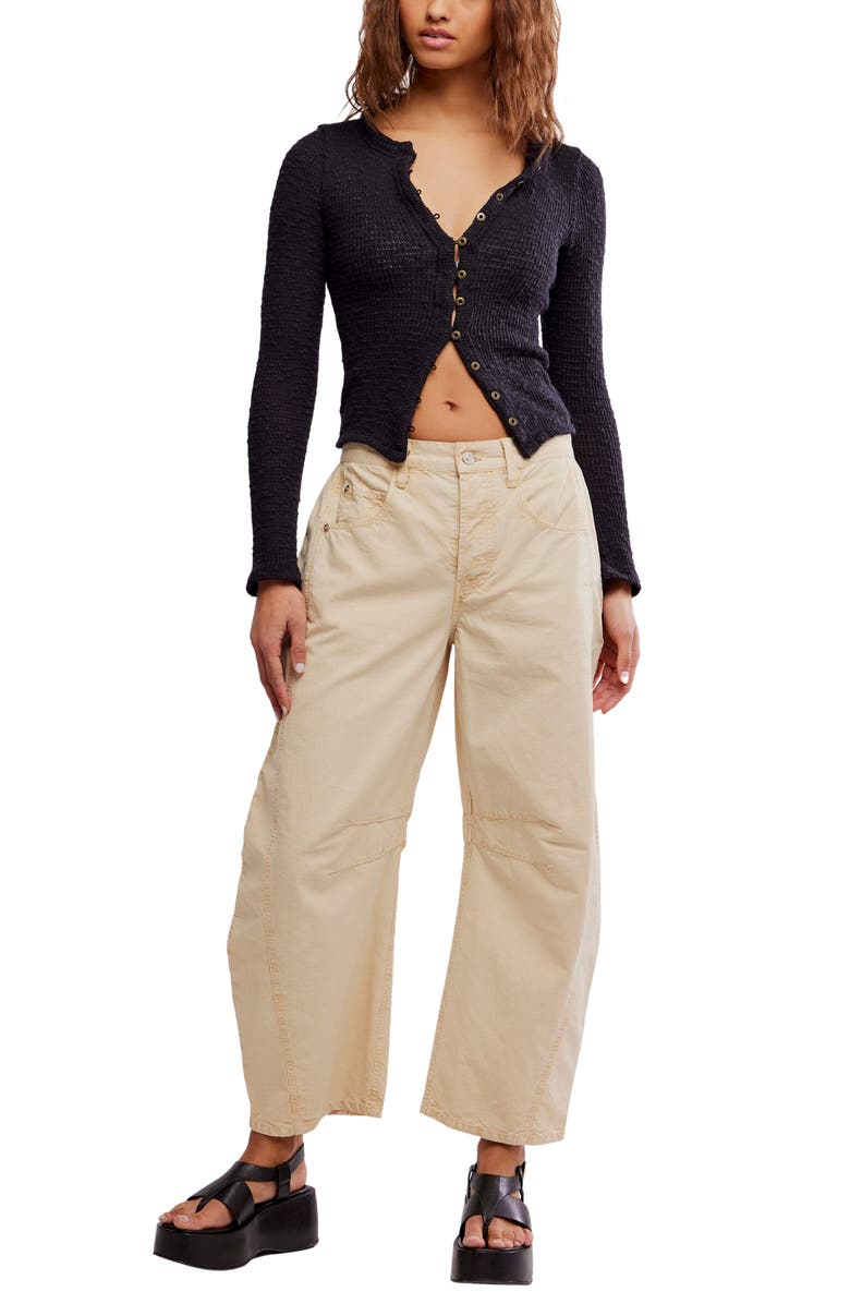 Free People Good Luck Barrel Leg Pants, Alternate, color, Bleached Out