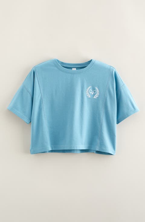 Kids' Lucky Embroidered Boxy T-Shirt (Little Kid & Big Kid)