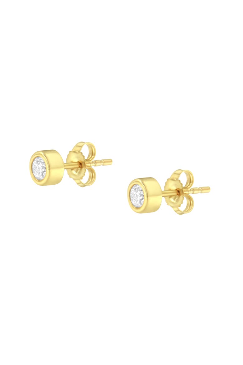 10K Gold 1/4 Ct Diamond Bezel Stud Earrings, Alternate, color, Yellow