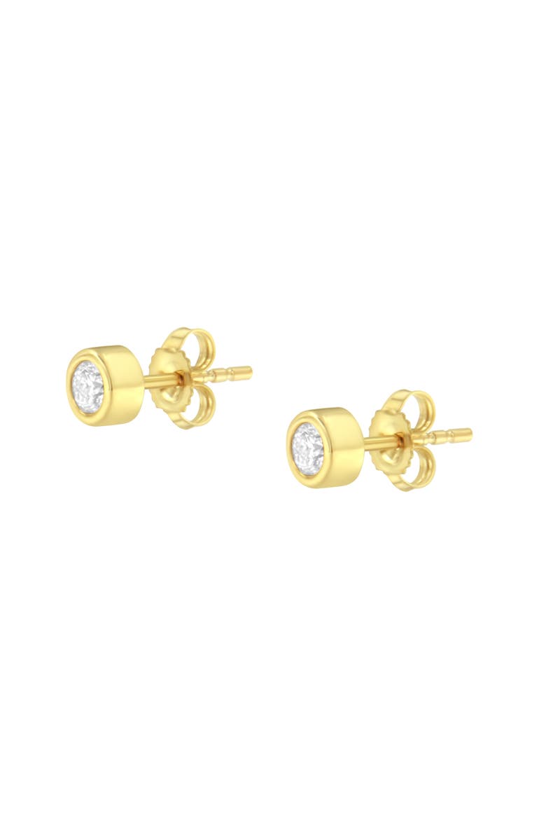 Haus of Brilliance 10K Gold 1/4 Ct Diamond Bezel Stud Earrings, Alternate, color, Yellow