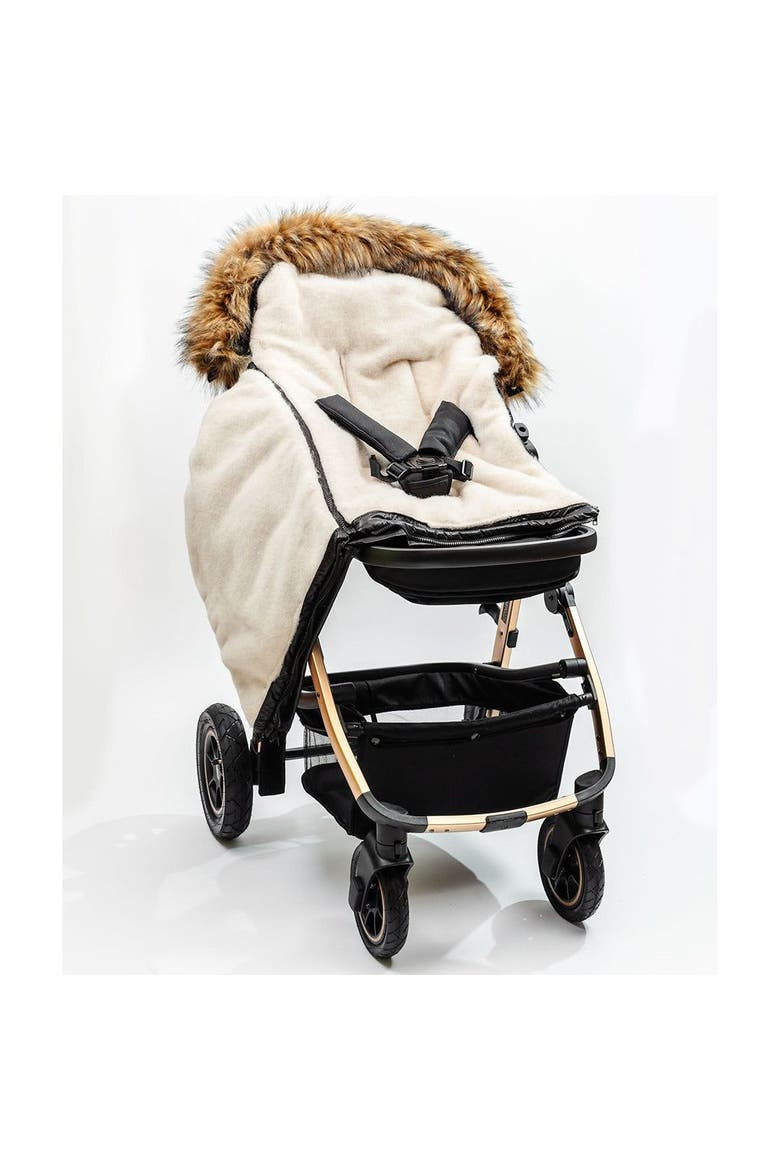 Premium Wool Adjustable Footmuff, Alternate, color, Beige Wool in Pastel Black