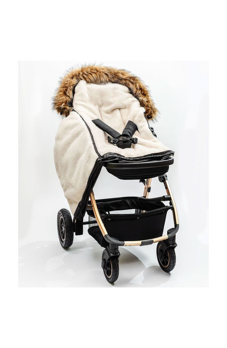 Cover Baby LLC Premium Wool Adjustable Footmuff, Alternate, color, Beige Wool In Pastel Black