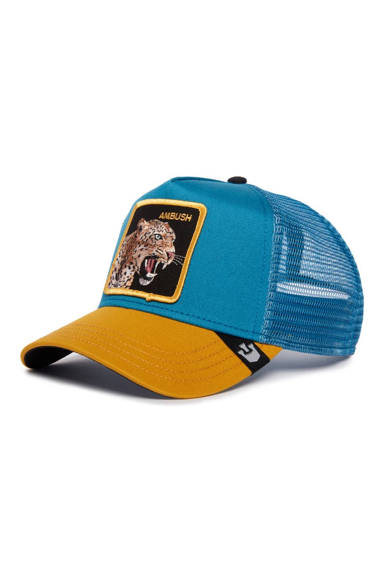 The Ambush Jaguar Snapback Trucker Hat, Main, color, TEAL