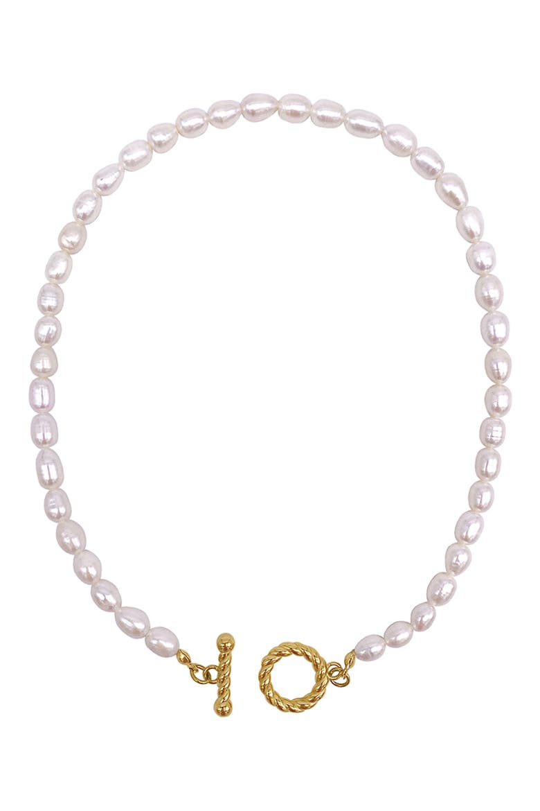 Freshwater Pearl 18 Inch Toggle Necklace, Alternate, color, WHITE/ GOLD