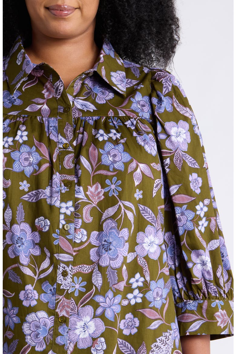 Fae Reverie Cotton Poplin Button-Up Shirt, Alternate, color, OLIVE-LAVENDER