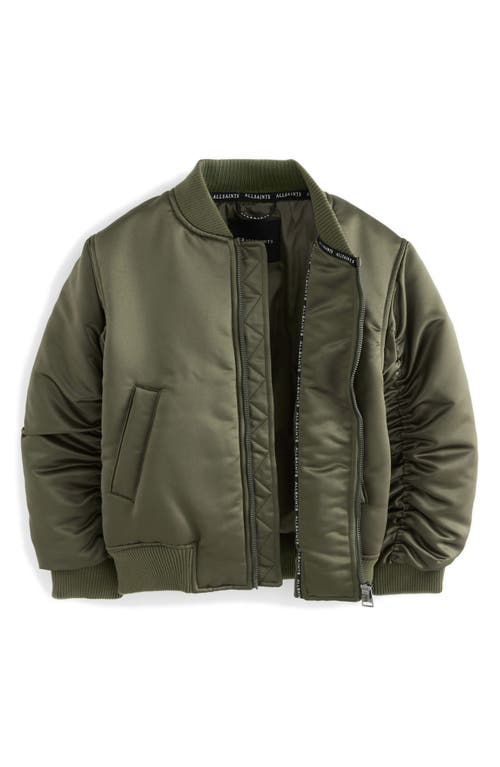 Shop Allsaints Sm By  Kids' Insulated Satin Bomber Jacket In Green