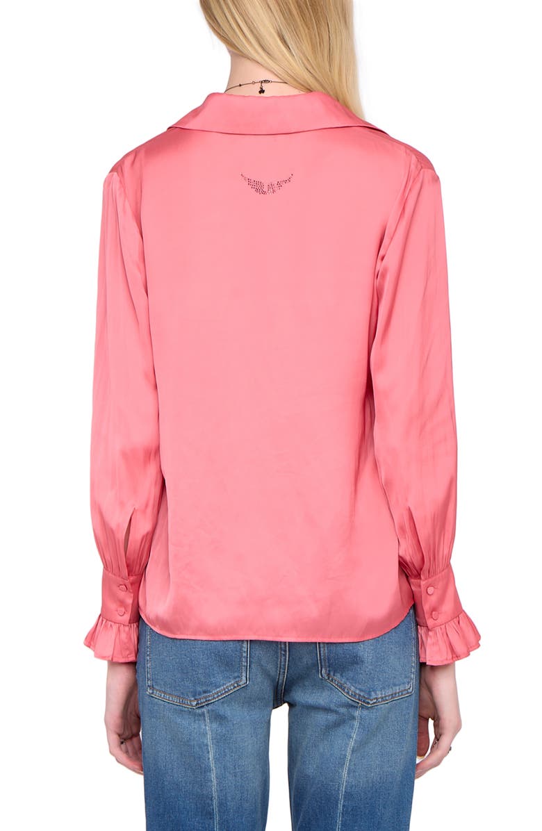 Zadig & Voltaire Thely Satin Shirt, Alternate, color, Tea Rose