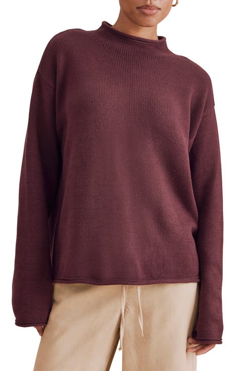 Elsie Cotton Blend Roll Edge Sweater
