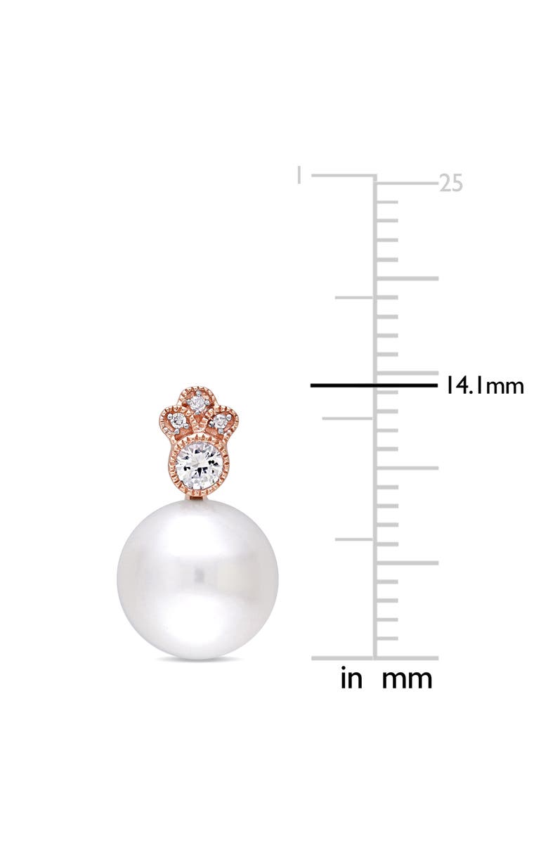 Julianna B. Pearl, White Sapphire & Diamond Stud Earrings 10k, Alternate, color, 10K Rose Gold
