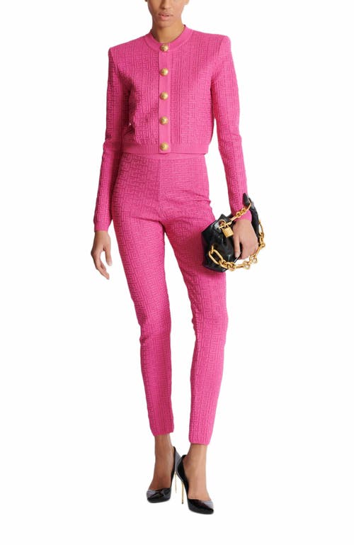 Shop Balmain Knit Leggings With Monogram