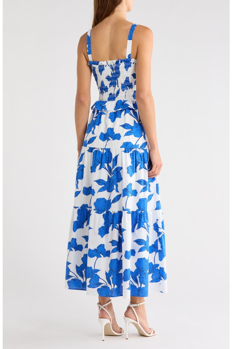 Lindsy Smocked Sleeveless Maxi Dress, Alternate, color, WHITE-BLUE-BLACK