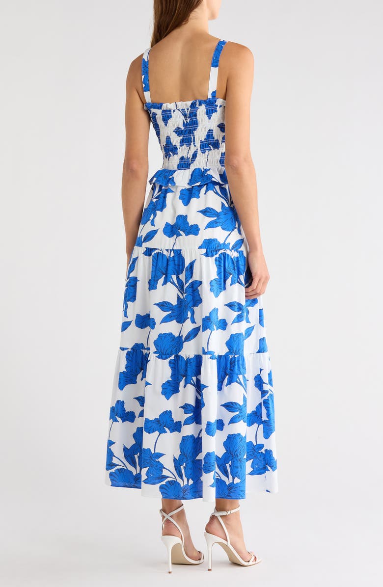 SUGARLIPS Lindsy Smocked Sleeveless Maxi Dress, Alternate, color, White-Blue-Black
