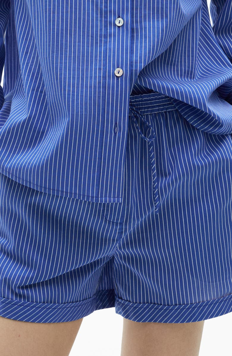 MANGO Stripe Cotton Blend Drawstring Shorts, Main, color, 