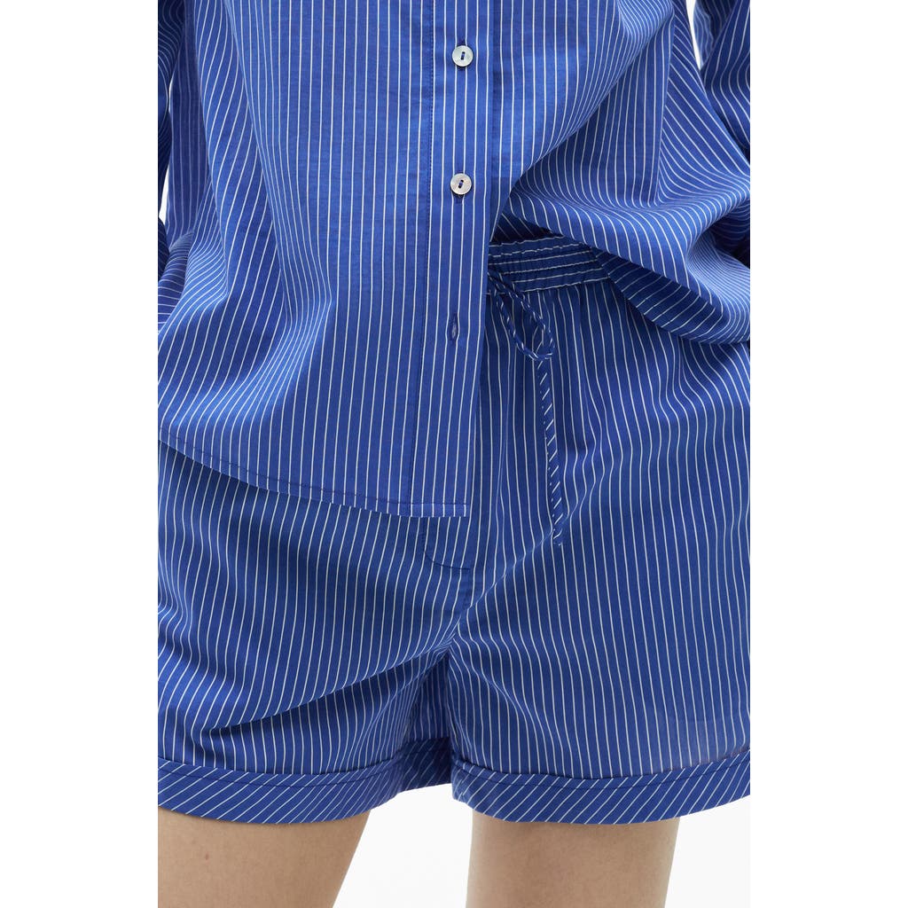 MANGO MANGO STRIPE COTTON BLEND DRAWSTRING SHORTS