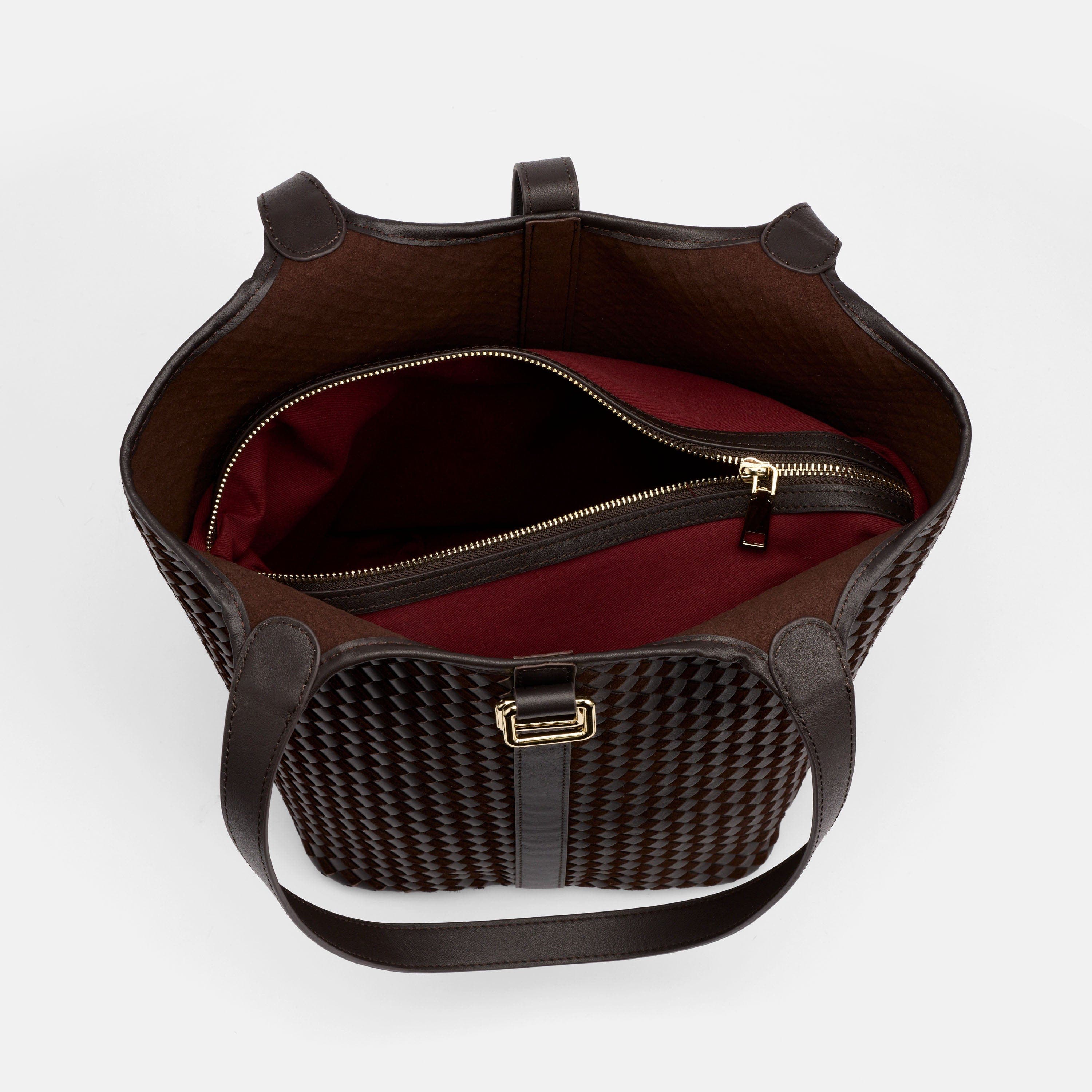 MARC NOLAN Mila Leather Tote Bag, Alternate, color, Brown Woven