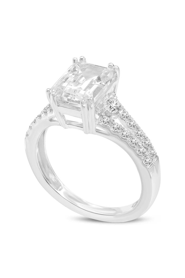 Gohar 14K White Gold Emerald Cut Lab Grown Diamond Engagement Ring - 2 Ct, Main, color, 14K White Gold