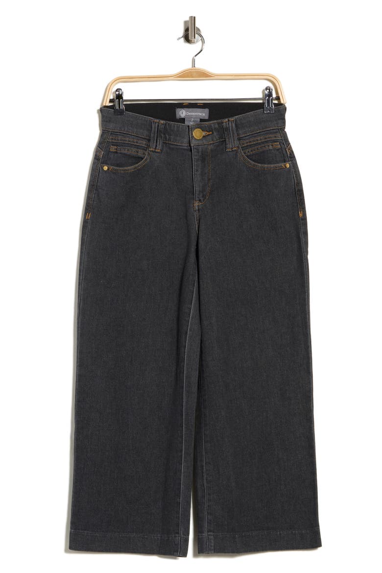 Contrast Stitched Wide Leg Crop Jeans, Main, color, GRAY W/ CONTRAST STITCH