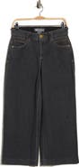Democracy Contrast Stitched Wide Leg Crop Jeans