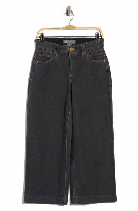 Contrast Stitched Wide Leg Crop Jeans