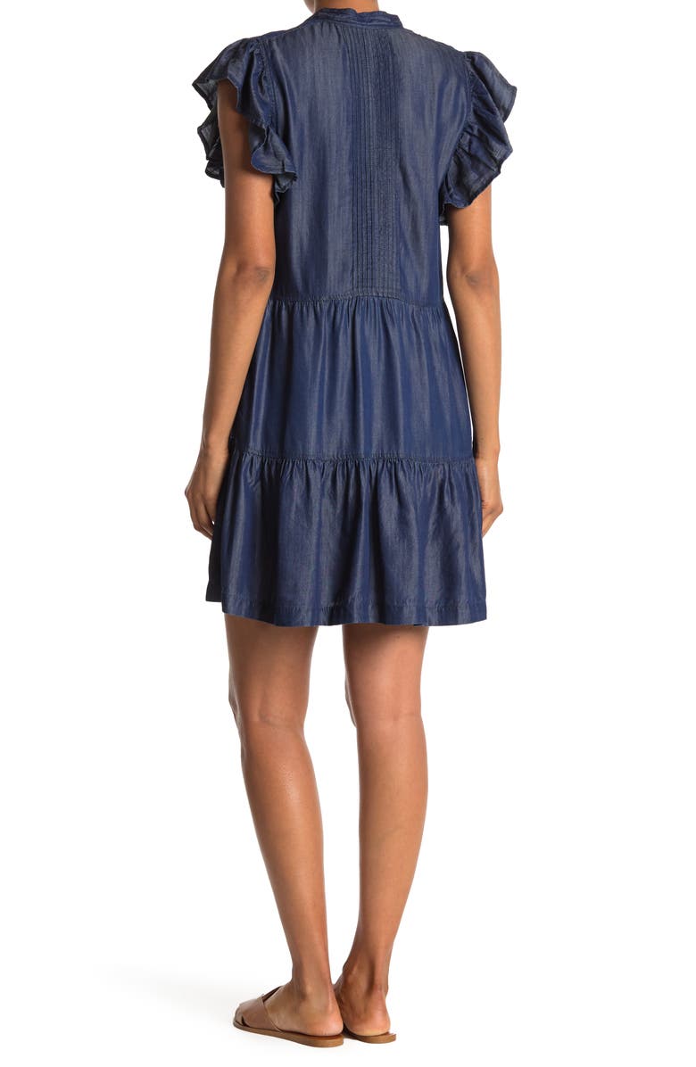 Tommy Hilfiger Flutter Sleeve Tiered Dress, Alternate, color, 