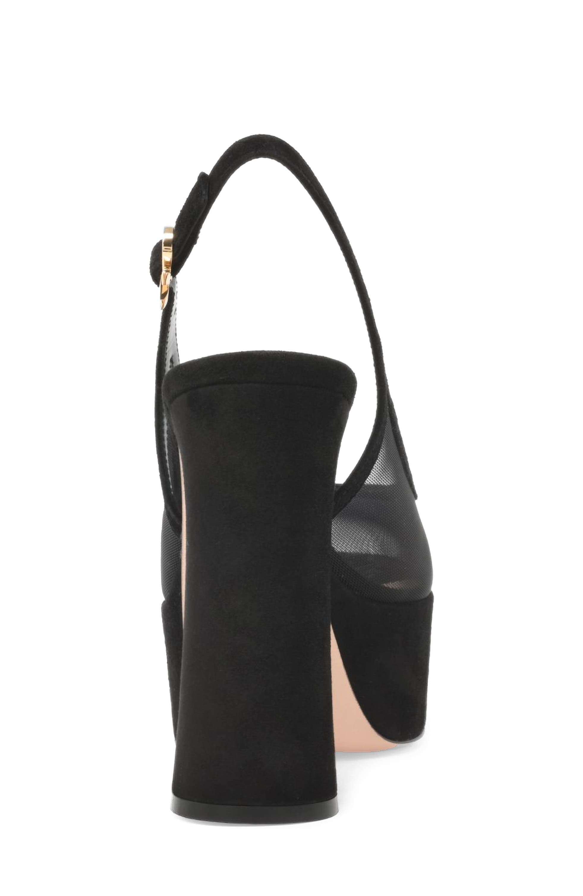 Gianvito Rossi Chopine Slingback, Alternate, color, Black Suede And Plexi