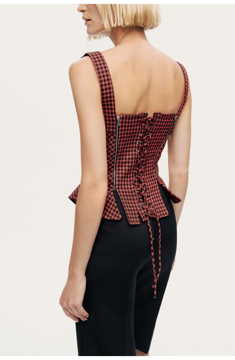 Nocturne Checked Buckle Strap Corset Top, Alternate, color, Multi-Colored