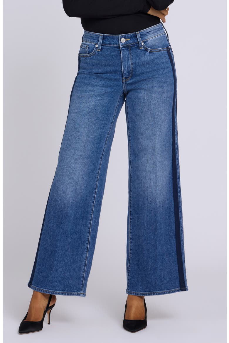 Teresa Tuxedo Stripe Wide Leg Jeans, Main, color, YARROW