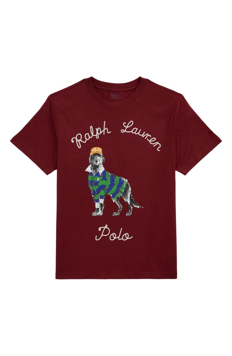 Polo Ralph Lauren Kids' Embroidered Cotton Graphic T-Shirt, Main, color, 