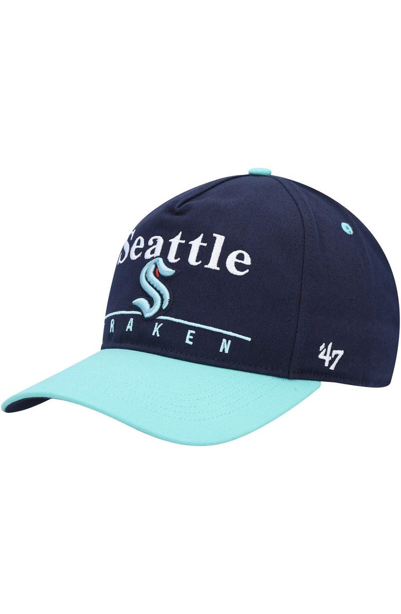 '47 Men's '47 Deep Sea Blue/Light Blue Seattle Kraken Super Hitch Adjustable Snapback Hat, Main, color, Navy