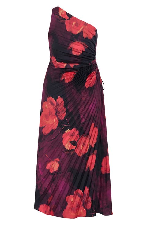 Aliza One-Shoulder Floral Print Dress