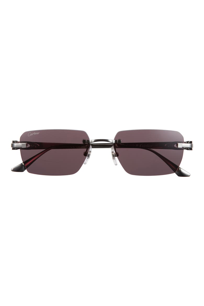55mm Frameless Rectangular Sunglasses, Main, color, SILVER