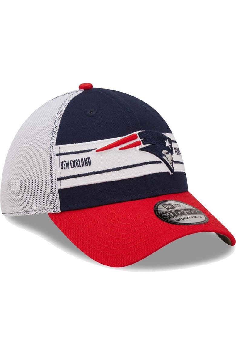 Men's New Era Navy/Red New England Patriots Team Banded 39THIRTY Flex Hat, Alternate, color, Navy