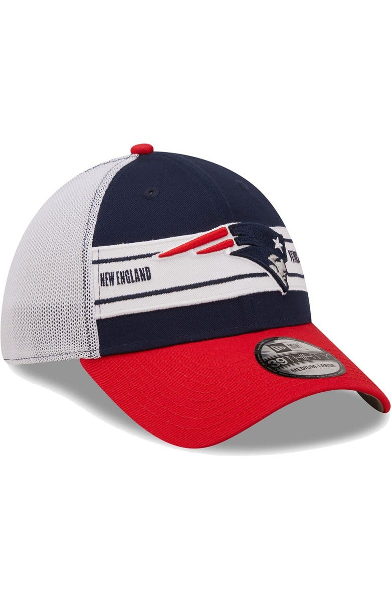 New Era Men's New Era Navy/Red New England Patriots Team Banded 39THIRTY Flex Hat, Alternate, color,