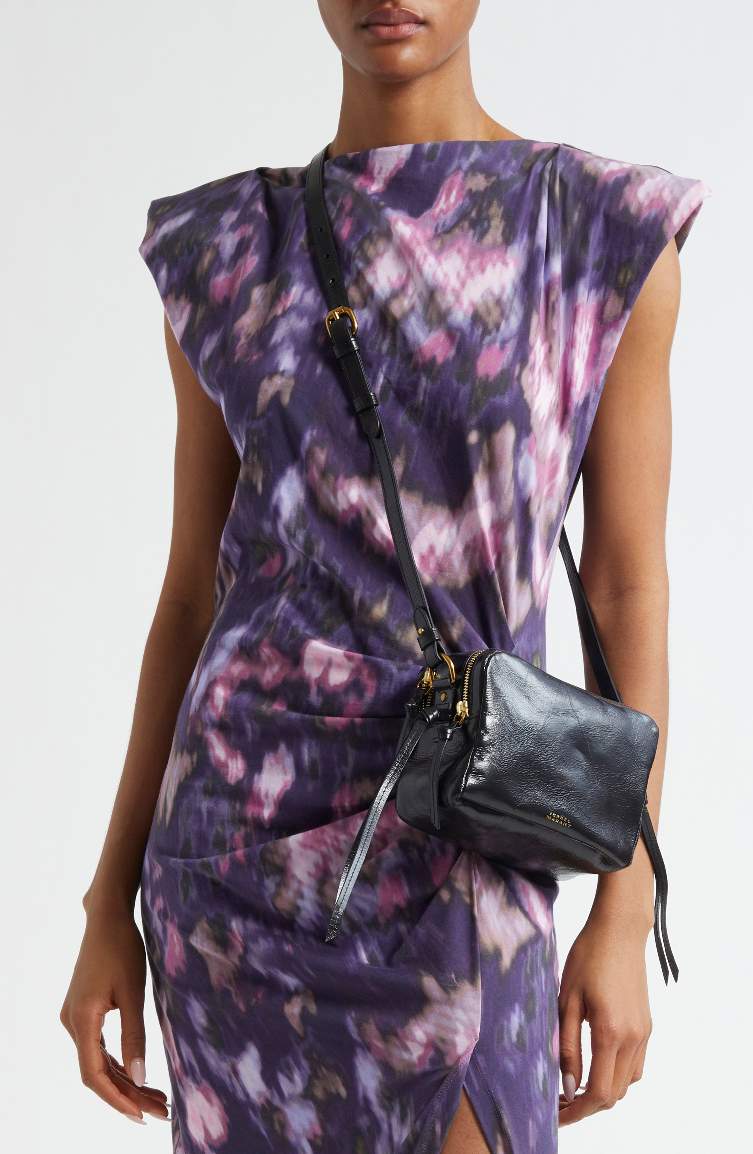 Isabel Marant Wardy Crinkle Leather Camera Bag, Alternate, color, 