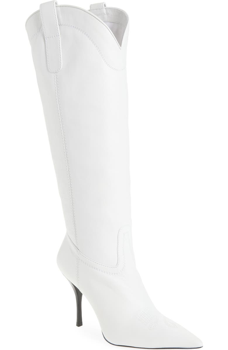 Stuart Weitzman Outwest Knee High Pointed Toe Boot, Main, color, White.