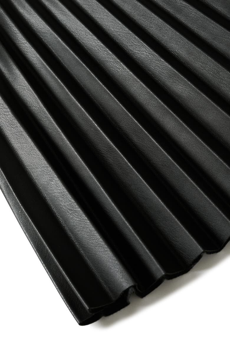 MANGO Pleated Faux Leather Miniskirt, Alternate, color, 