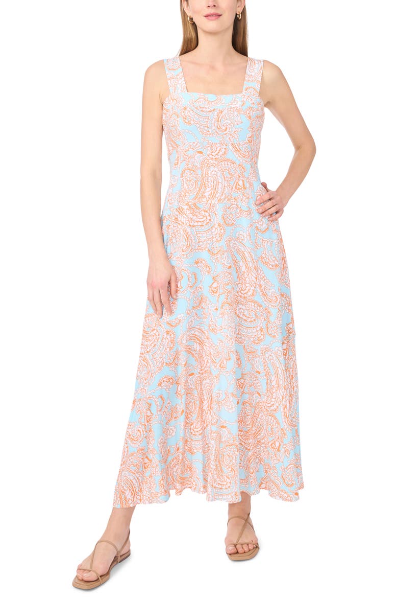 Paisley Maxi Sundress, Main, color, TANGERINE