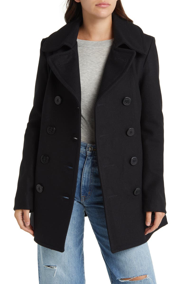 Schott NYC Wool Blend Peacoat, Main, color, Navy