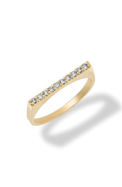 14K Gold Pavé Diamond Geometric Ring