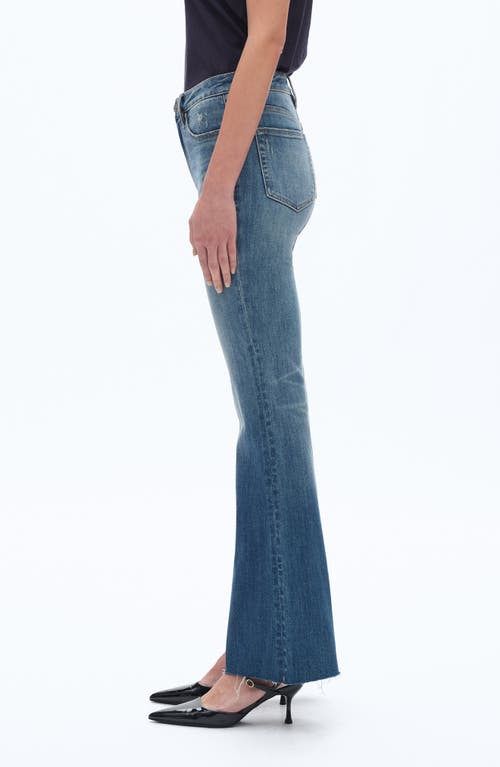 Bayeas Raw Hem Mid Rise Flare Jeans In Blue
